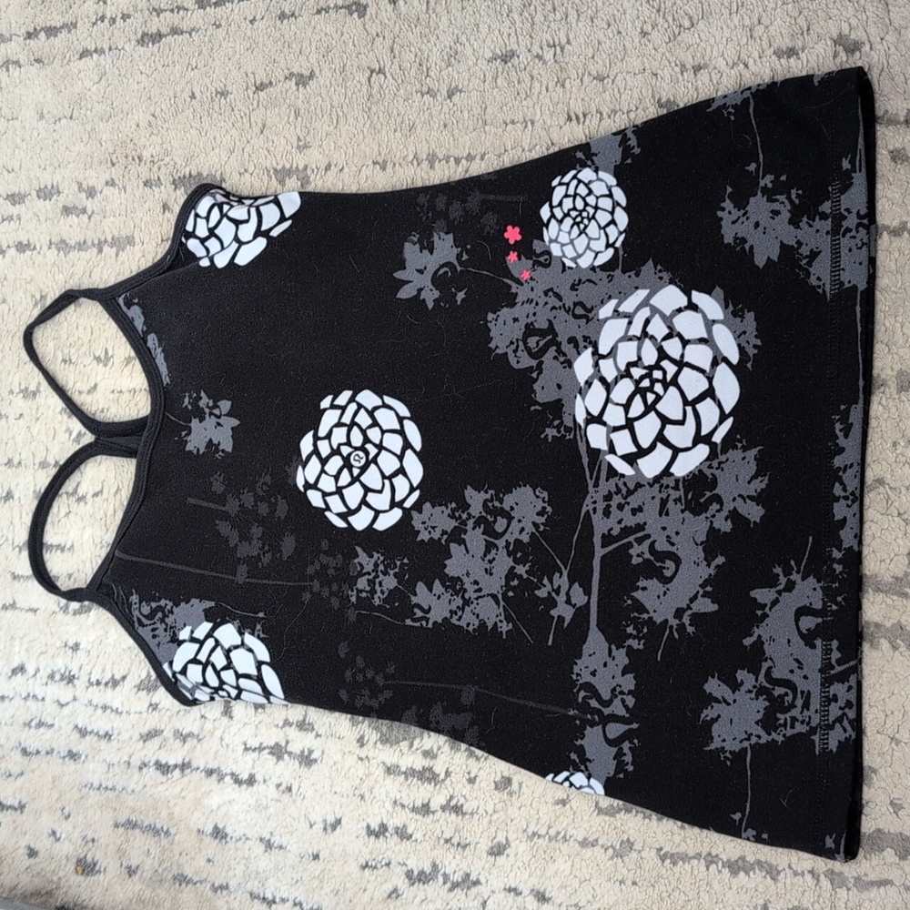 Lululemon Power Y Tank *Luon Light Black Floral